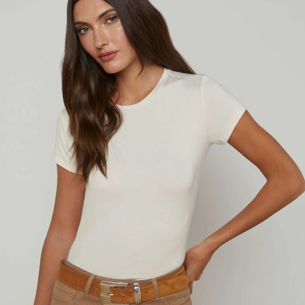 L’Agence Ressi Fitted Tee Vintage White Women's Cream Top
